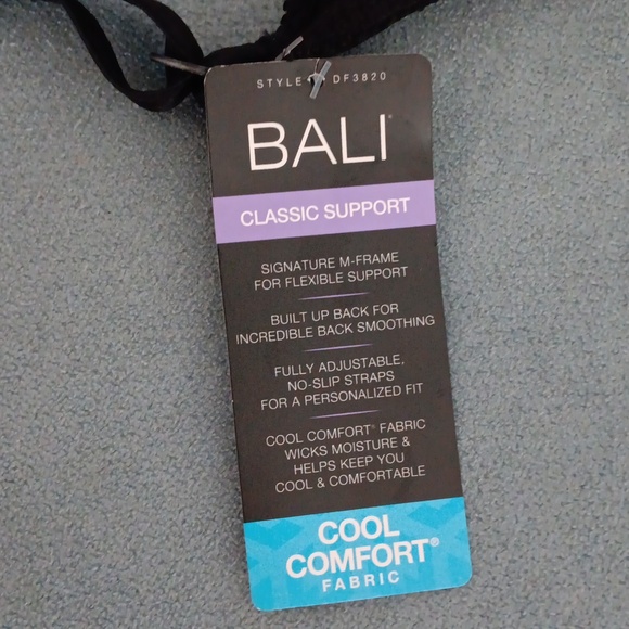 Classic Support By Bali Black Comfort Wirefree Bra Size 42C Cool Comfort Fabric - Picture 5 of 7